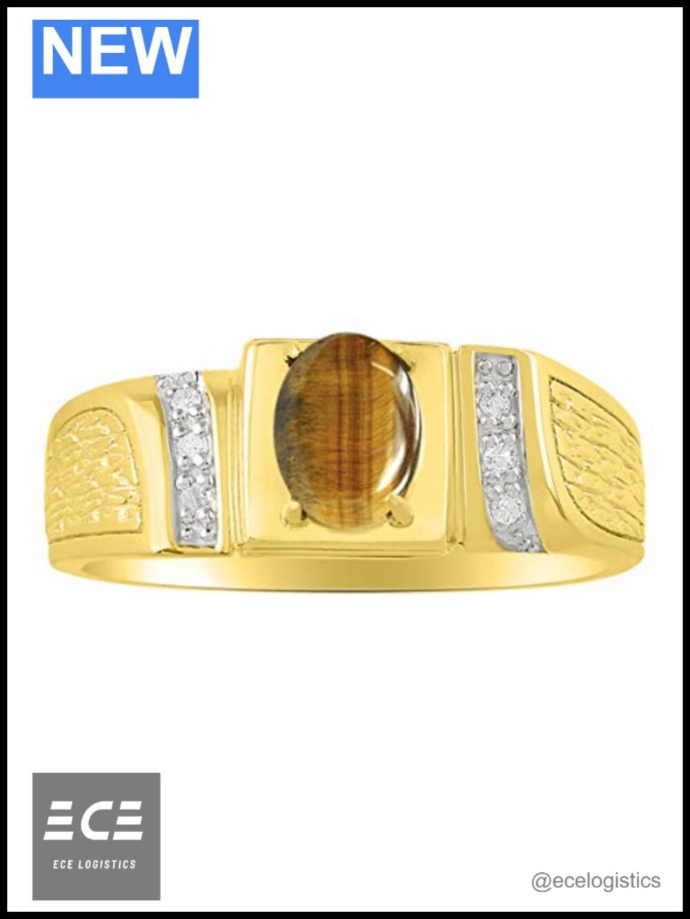Mens Rings Yellow Gold Plated Silver Diamond Oval Gemstone Birthstone Ring